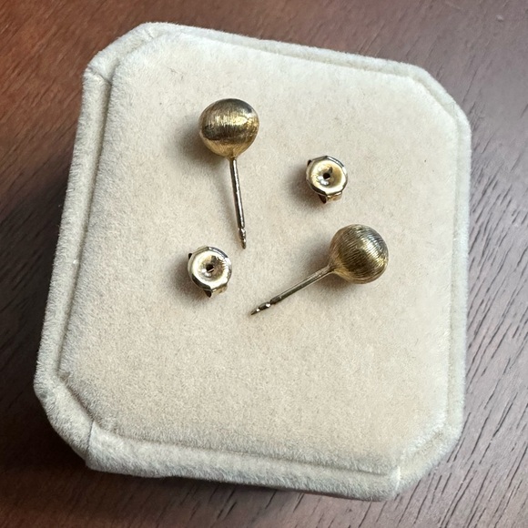 10K Yellow Gold Dome Stud Earrings - Picture 8 of 11